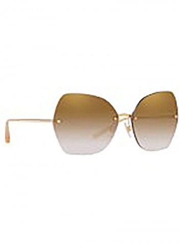 Women's rimless GOLD Sunglasses with dark/light brown gradient lenses - Lens Size: 64 mm