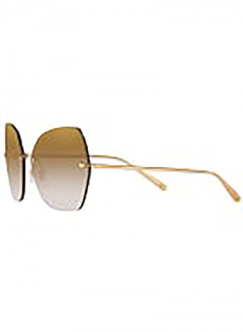 Women's rimless GOLD Sunglasses with dark/light brown gradient lenses - Lens Size: 64 mm