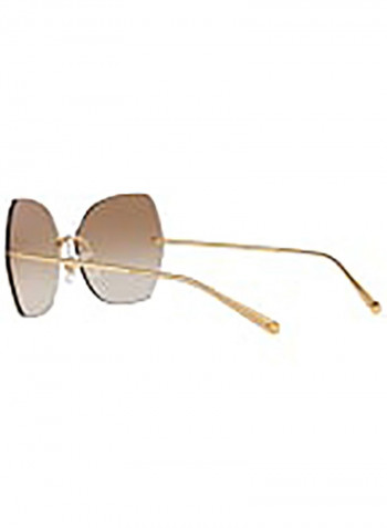Women's rimless GOLD Sunglasses with dark/light brown gradient lenses - Lens Size: 64 mm