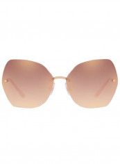 Women's rimless PINK GOLD Sunglasses with gradient brown mirror gold lenses - Lens Size: 64 mm