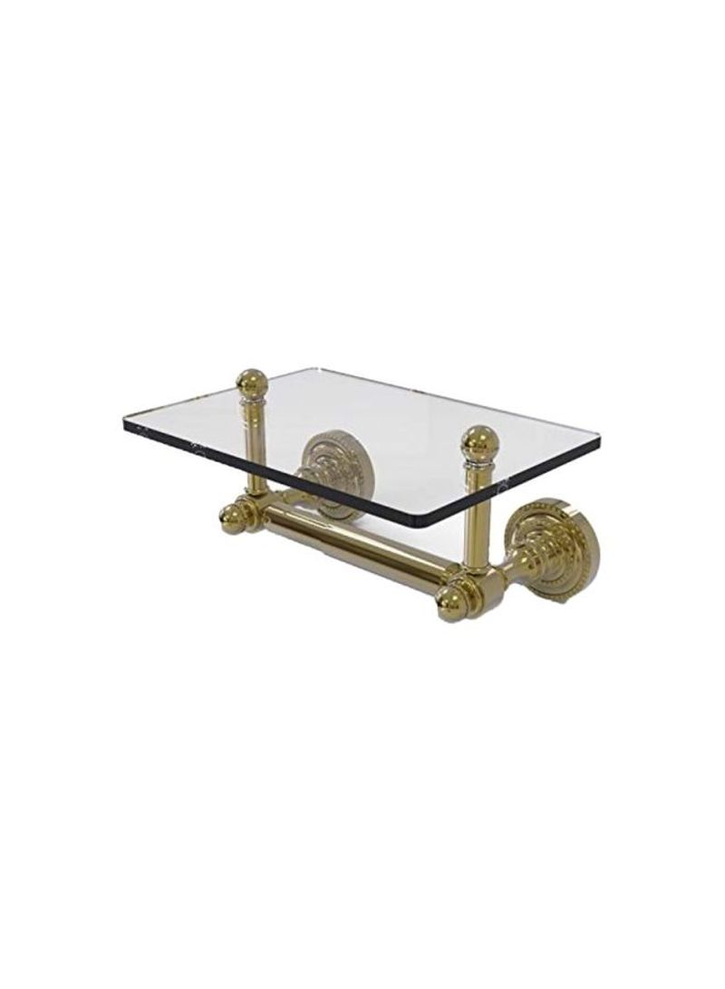 Dottingham Collection Toilet Paper Holder With Glass Shelf Gold/Clear 8.8x6x4.6inch