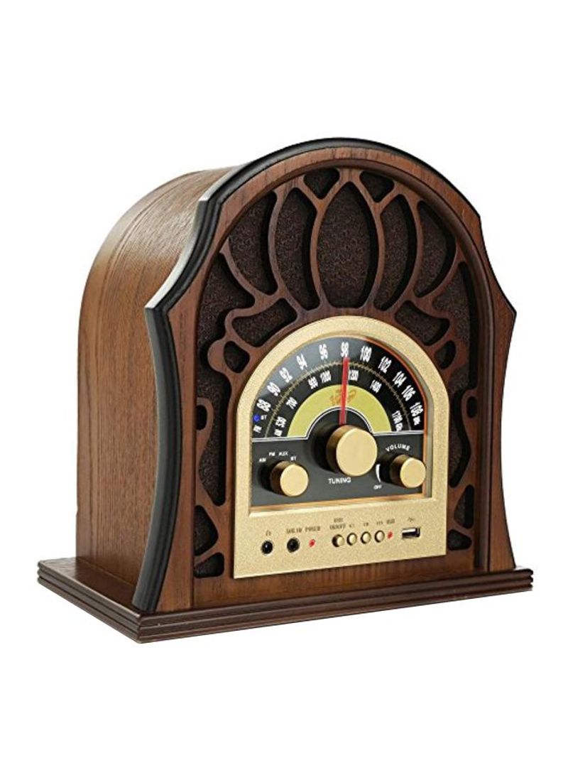 Vintage Bluetooth Radio With Stereo Speaker PUNP37BT Brown/Yellow/Black