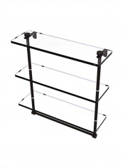 3-Tier Glass Shelf With Integrated Towel Bar Clear/Black 16inch