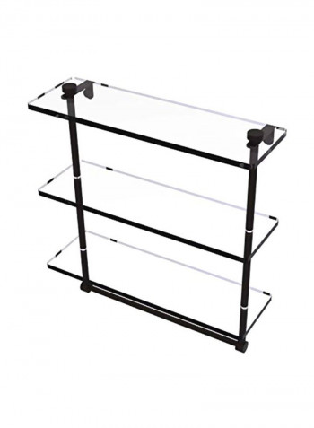 3-Tier Glass Shelf With Integrated Towel Bar Clear/Black 16inch