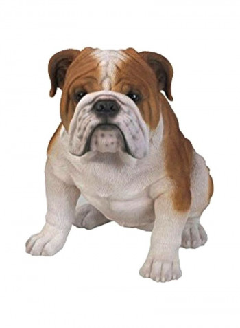 Polyresin Bulldog Statue White/Brown 183.5x11.5x14.5inch