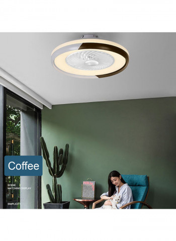 110V LED Modern Ceiling Fan Lamp With Remote Control Coffee White