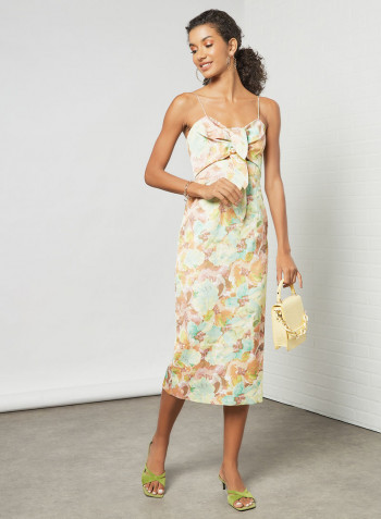 Knotted Front Floral Dress Multicolour