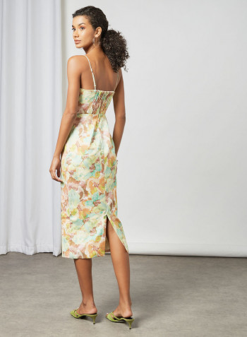 Knotted Front Floral Dress Multicolour