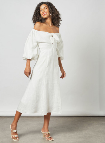 Balloon Sleeve Dress White