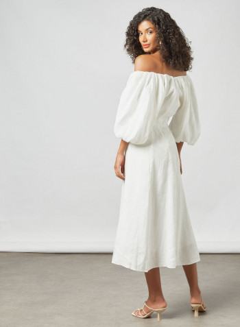 Balloon Sleeve Dress White