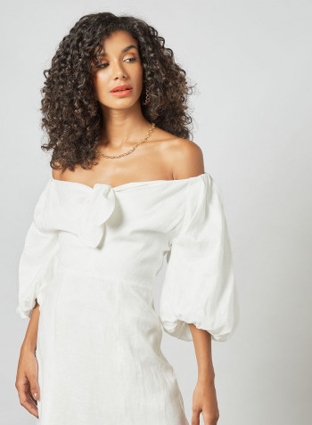 Balloon Sleeve Dress White