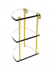 3-Tier Glass Shelf Gold/Clear 8x8x15inch
