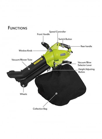 Electric Handheld Leaf Blower Black/Green