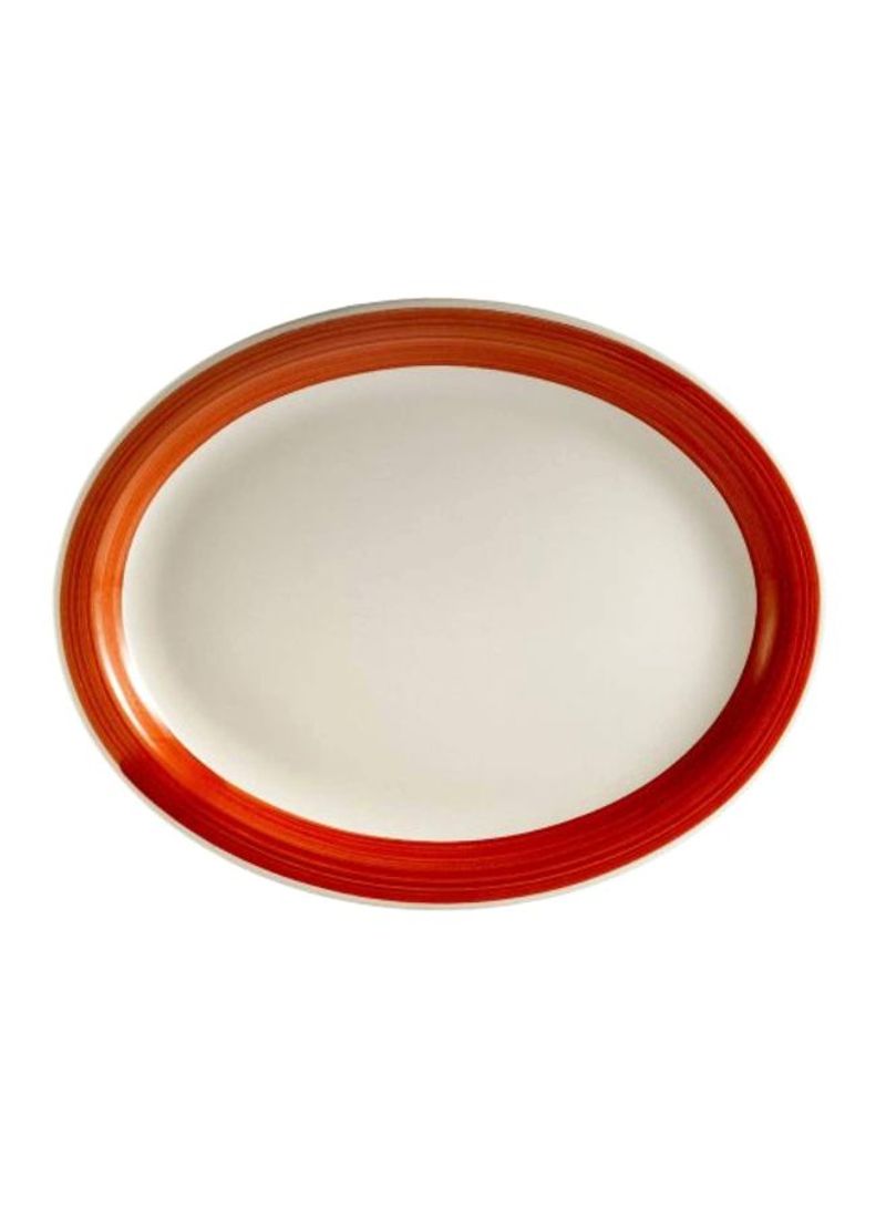 12-Piece Stoneware Oval Platter Set Red/White/Orange 11.5x9inch