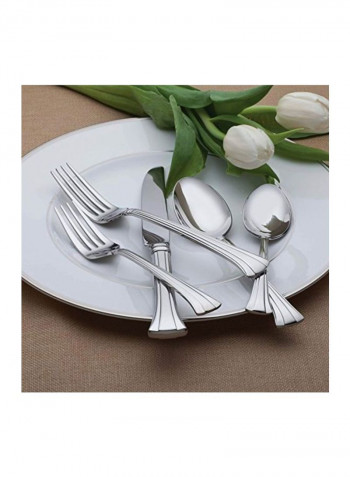 65-Piece Stainless Steel Flatware Set Silver