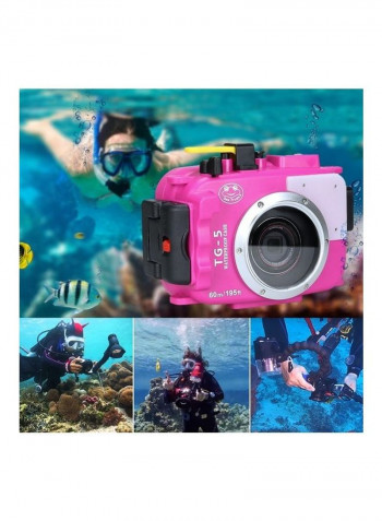 Waterproof Diving Housing For Olympus TG-5 Camera Pink