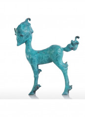 Fairy Deer Animal Sculpture Table Decor Sky Blue 25 x 8 x 30cm