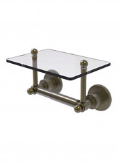 Astor Place Collection Two Post Toilet Paper Holder With Glass Shelf Grey/Clear