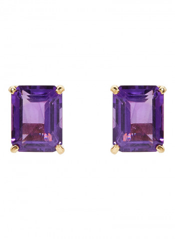 18 Karat Gold Amethyst Rectangular Earrings