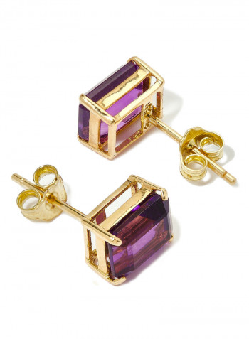 18 Karat Gold Amethyst Rectangular Earrings