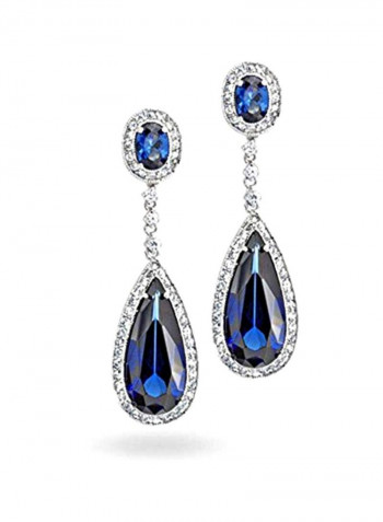 Brass Silver Plated Sapphire Studded Jewellery Set