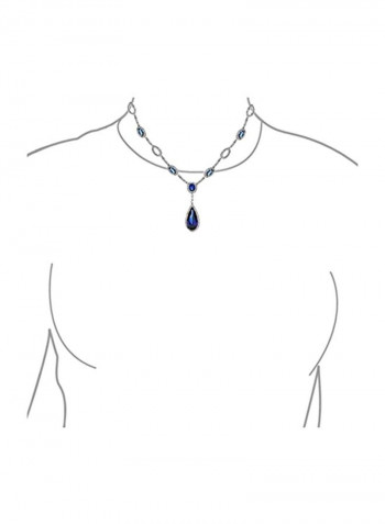 Brass Silver Plated Sapphire Studded Jewellery Set