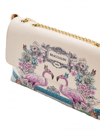 Flamingo Printed Britney Crossbody Bag Multicolour