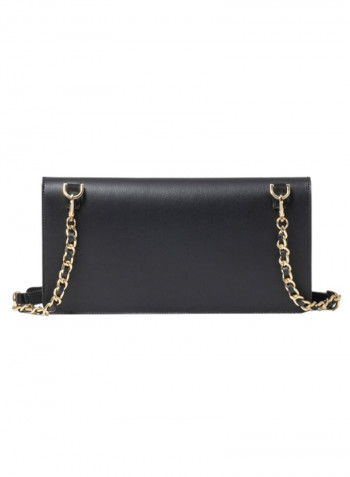 Michelle Metallic Strap Detail Shoulder Bag Black/Gold