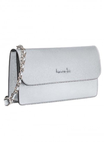 Michelle Logo Detail Crossbody Bag Silver