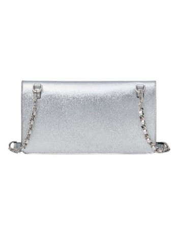 Michelle Logo Detail Crossbody Bag Silver