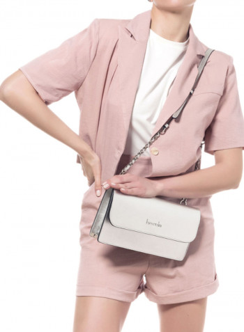Michelle Logo Detail Crossbody Bag White/Blue/Black