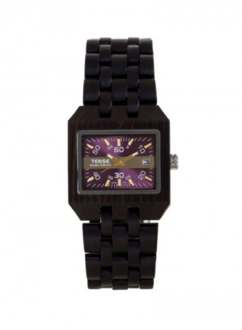 Men's Rectangular Wood Analog Analog Watch-B5100D