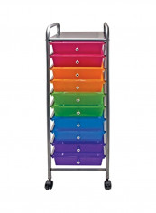 10-Drawer Rolling Organizer Multicolour 37.6x13x15.4inch