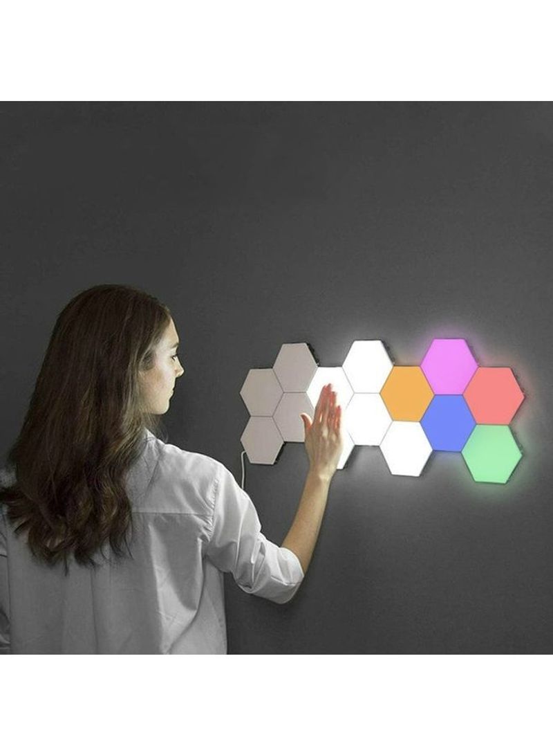10-Piece Touch-sensitive Honeycomb Quantum Wall Lamp Multicolour 25 x 15 x 10centimeter