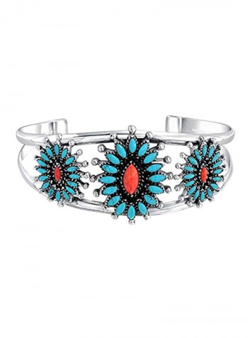 925 Sterling Silver Blossom Wide Cuff Bracelet