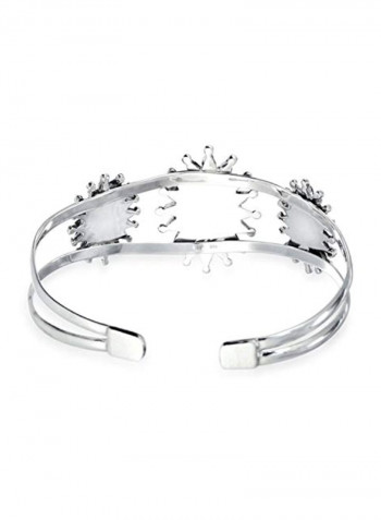 925 Sterling Silver Blossom Wide Cuff Bracelet