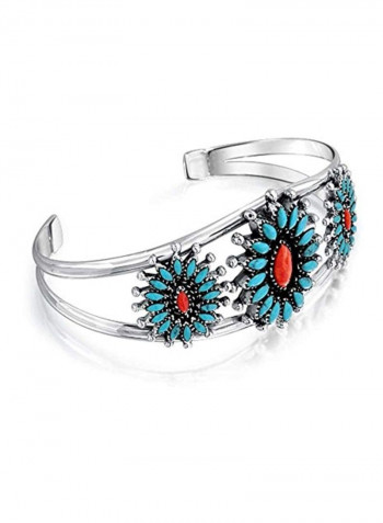 925 Sterling Silver Blossom Wide Cuff Bracelet