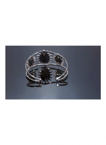 925 Sterling Silver Blossom Wide Cuff Bracelet