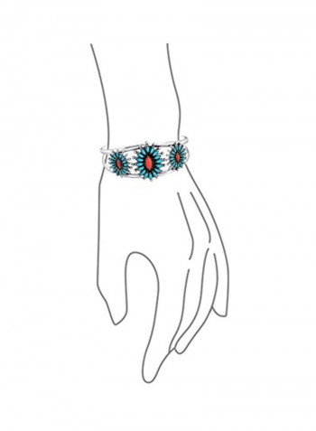 925 Sterling Silver Blossom Wide Cuff Bracelet
