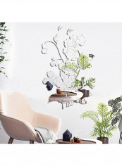 Flower and Butterfly Mirror Surface Wall Sticker Multicolour