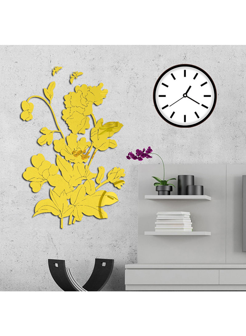 Flower And Butterfly Pattern Wall Sticker Gold 60x90cm