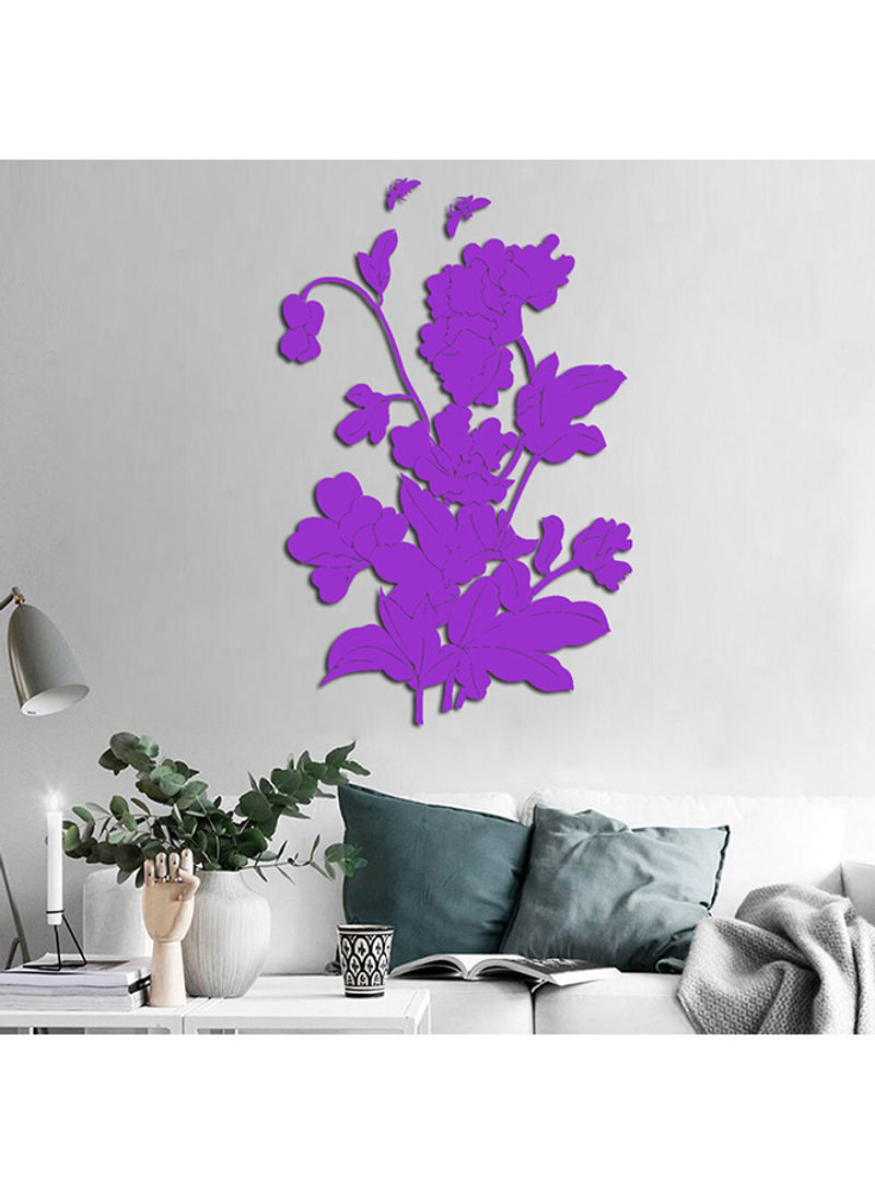 Flower And Butterfly Wall Decal Purple 60 x 90cm