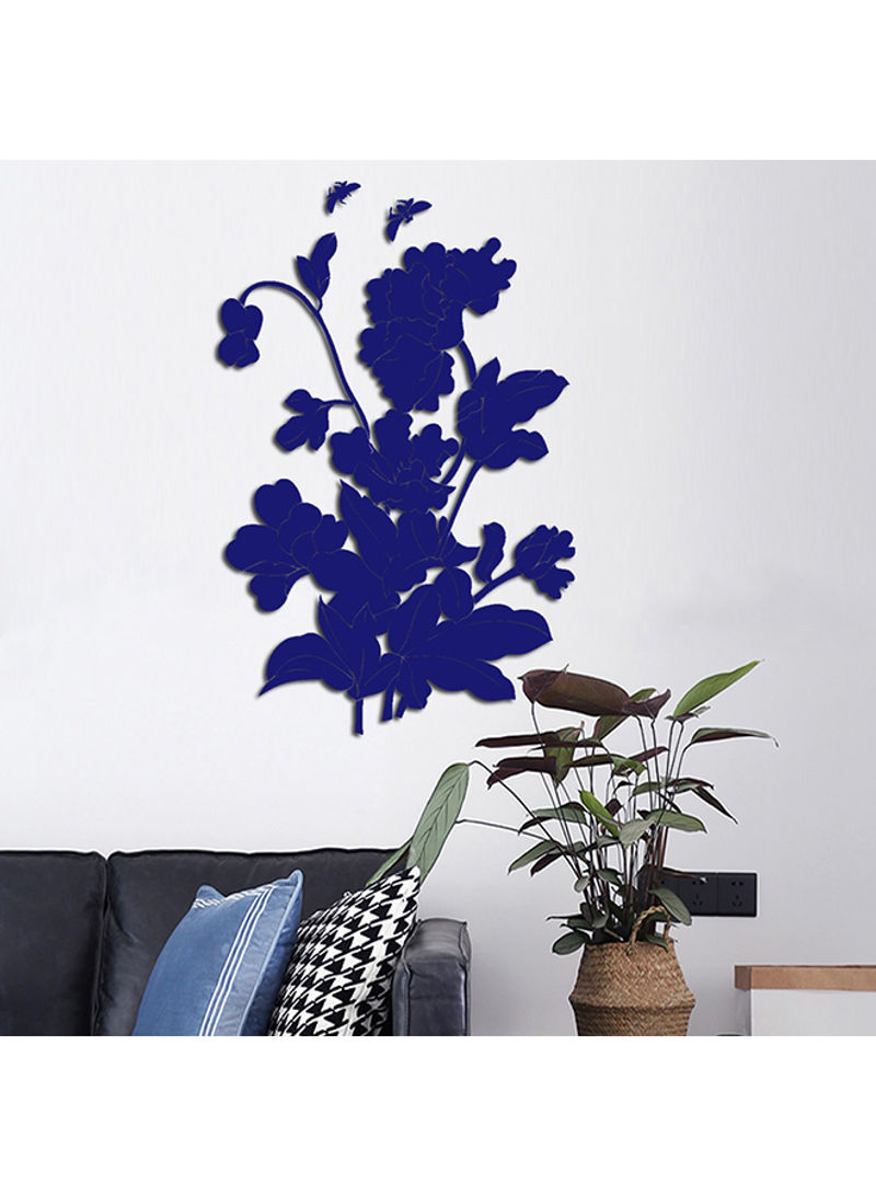 Flower And Butterfly Wall Sticker Blue 60x90cm