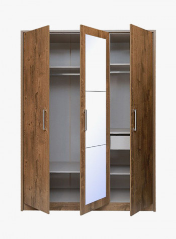 Milano(N) 3-Door Wardrobe Walnut 152x212x58centimeter