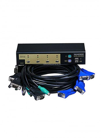 4-Port USB KVM Switch Black/Blue/Green