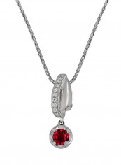 0.06 Ct Round Shape Ruby Diamond Pendant White Gold