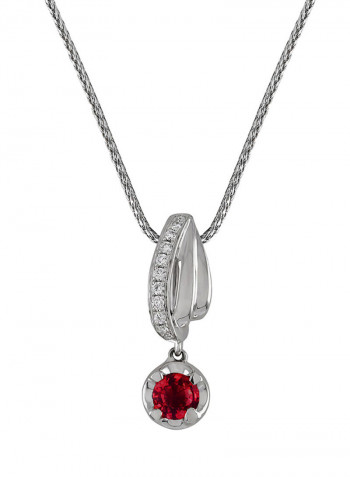 0.06 Ct Round Shape Ruby Diamond Pendant White Gold