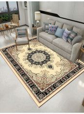 3D Elegant Printed Comfortable Anti-Skidding Fashion Mat Yellow 180x280centimeter