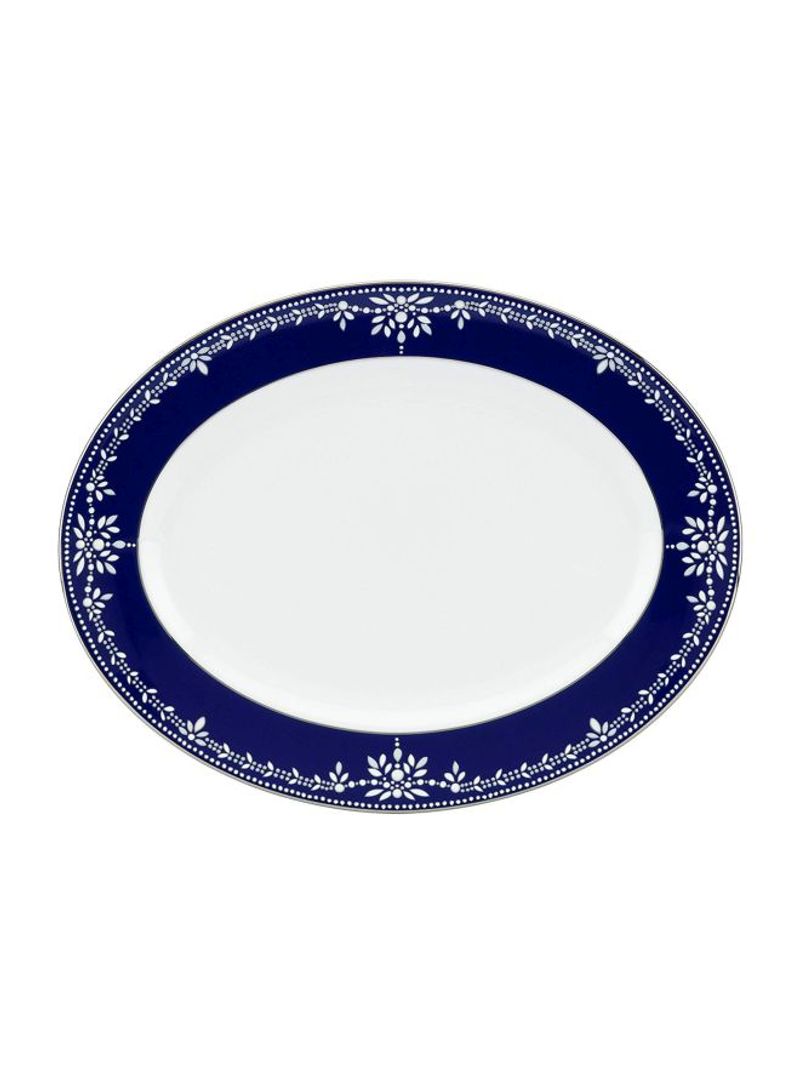 Marchesa Couture Oval Platter White/Blue 13inch
