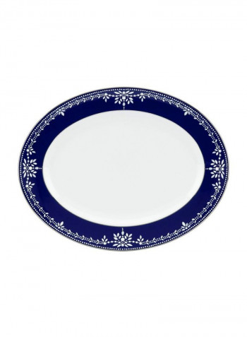 Marchesa Couture Oval Platter White/Blue 13inch